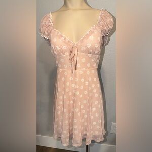Urban Outfitters Blush Pink Ribbed Knit Top with White Stripe